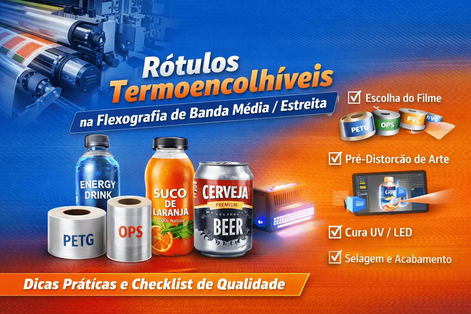 Nucleus - Blog - Rótulos Termoencolhíveis na Flexografia Banda Estreita: Guia Técnico Completo